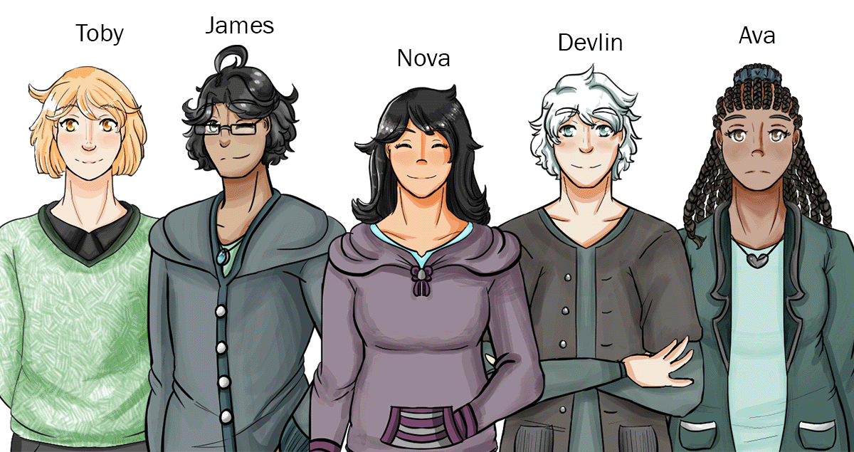 All the characters + one alternate outfit